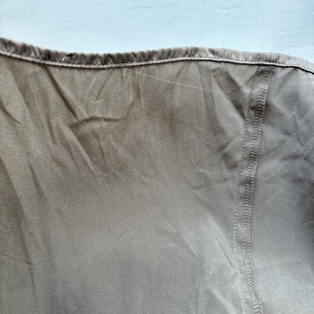 Semantiks Silk Blend Women XL Button Up Shirt Taupe Brown Long Sleeve Stretch - Picture 8 of 10